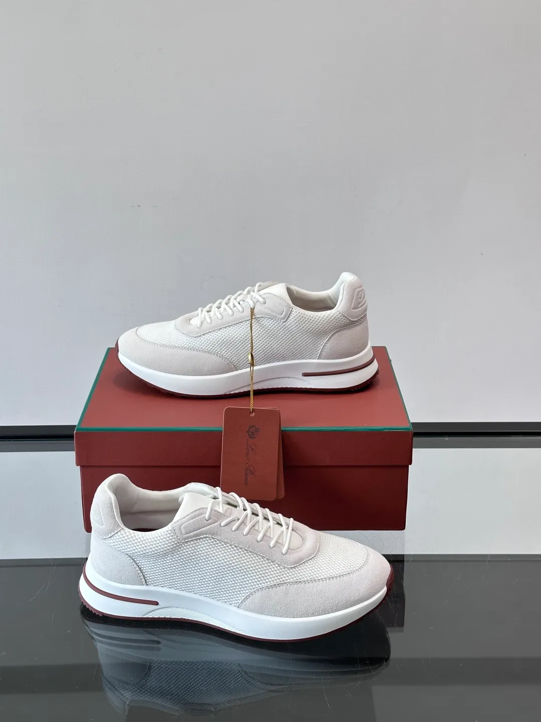 Men's men's shoes 💰p580 "Loro men's shoes 💰pian＊" Week End Walk series sports shoes, using exclusive raw materials, mesh upper + suede stitching, breathable and comfortable, rubber soles with strong grip, suitable for commuting and casual outings. Low-key high-end gray tone, versatile suit or casual wear, size: 39-44 (customized at 38.45.46)